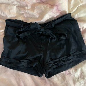 black satin high waisted shorts